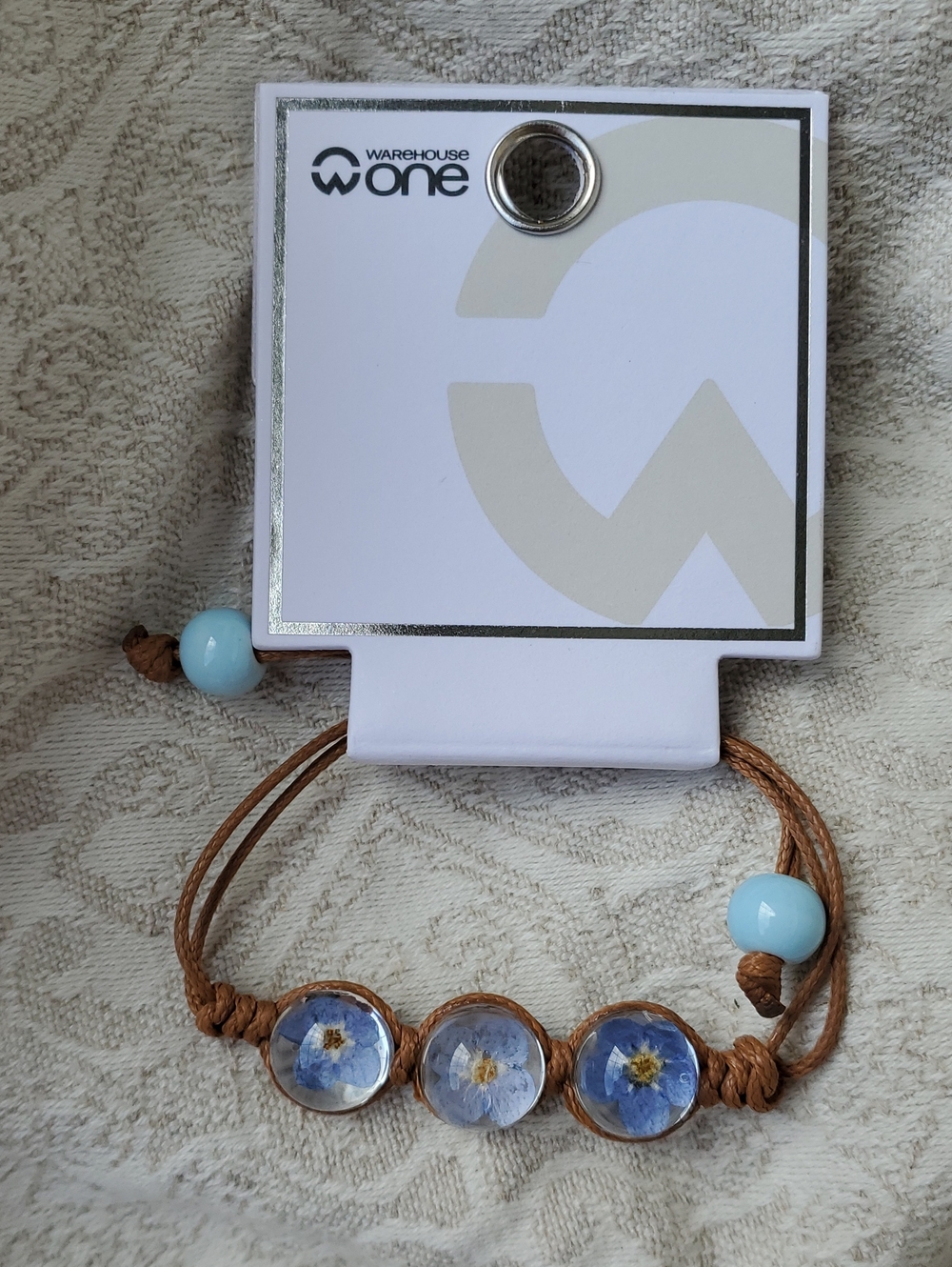 5/$35💐 Dried & Pressed Blue Flowers Bracelet With Brown Cord - Warehouse One
